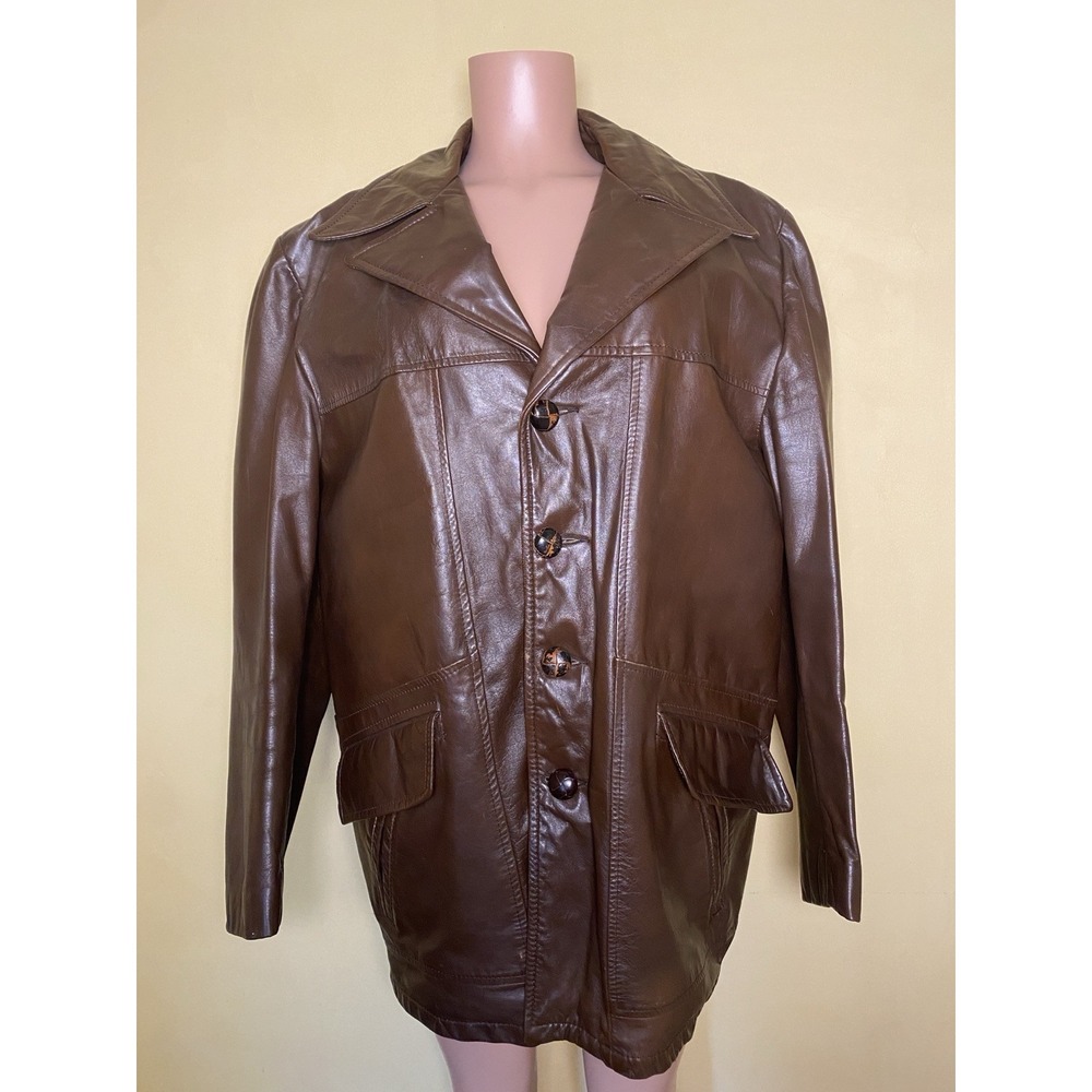 Men's Vintage COOPER  Fifth Avenue Genuine Leather  Brown Jacket Size 44